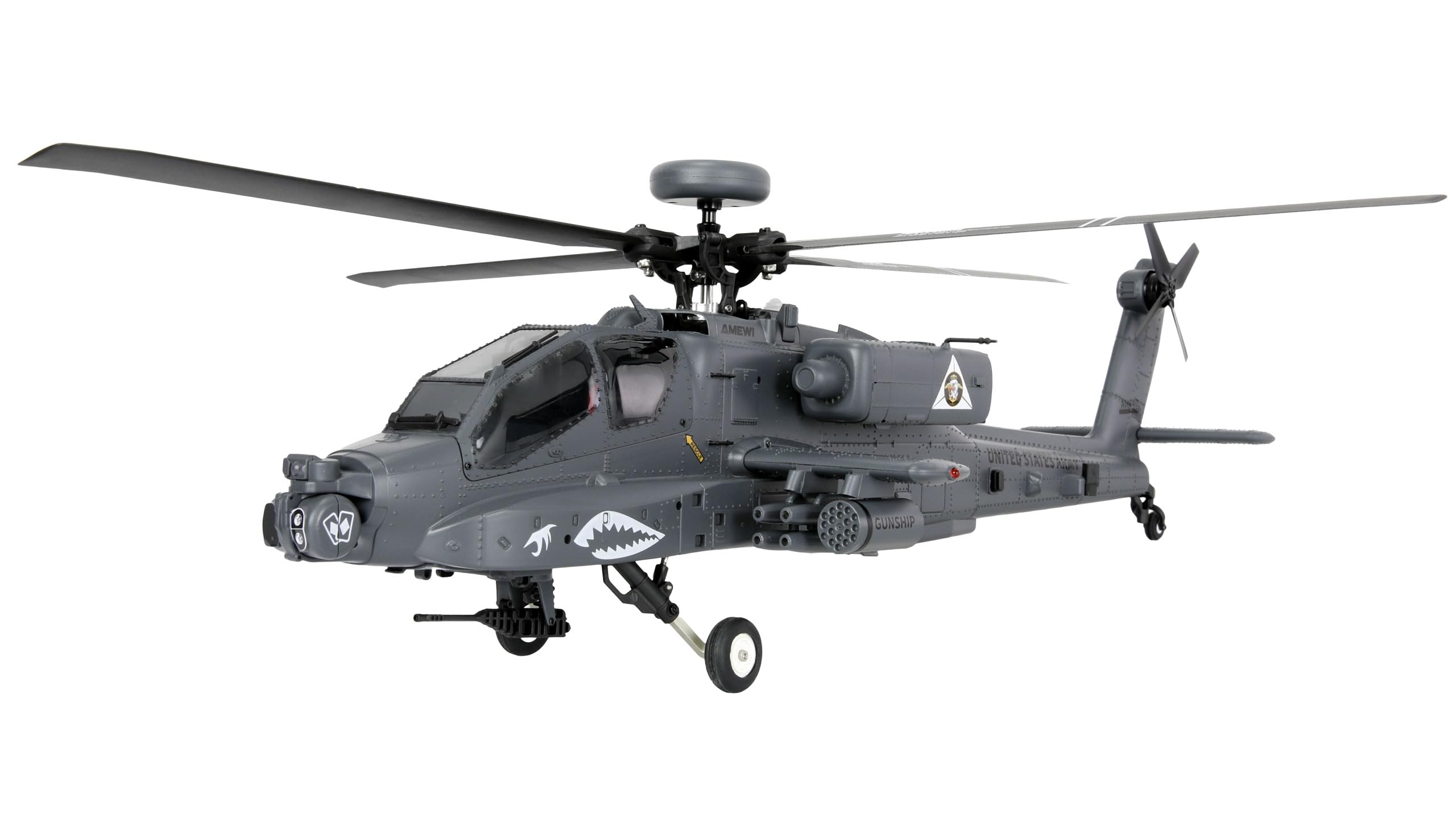 Amewi Apache AH-64D CP Helikopter 6G/3D RTF grau inkl. Fernsteuerung, Akku, Ladekabel, Zubehör