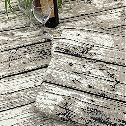 Jinsen Vintage Wood Grain Tablecloth,Linen Embroidered Rectangle Washable Dinner Picnic Table Cloth,Assorted Size 140X180 Cm (55X72 Inch) #TOP2