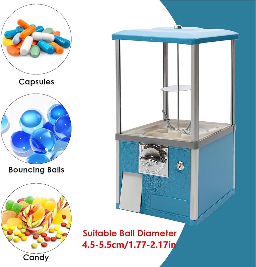 Distributeur Automatique Commercial, Distributeur de Prix, Distributeur Automatique de Grandes Capsules, pour Capsules Rondes Gumballs Bouncy Balls,Blue