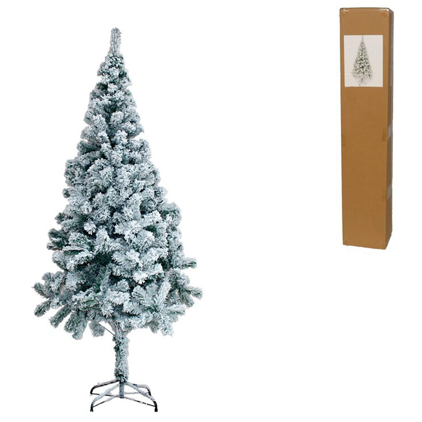 Acan Tradineur Sapin de Noël enneigé, pin, sapin artificiel blanc, structure en plastique et métal revêtu, robuste et durable, montage facile, 150 cm