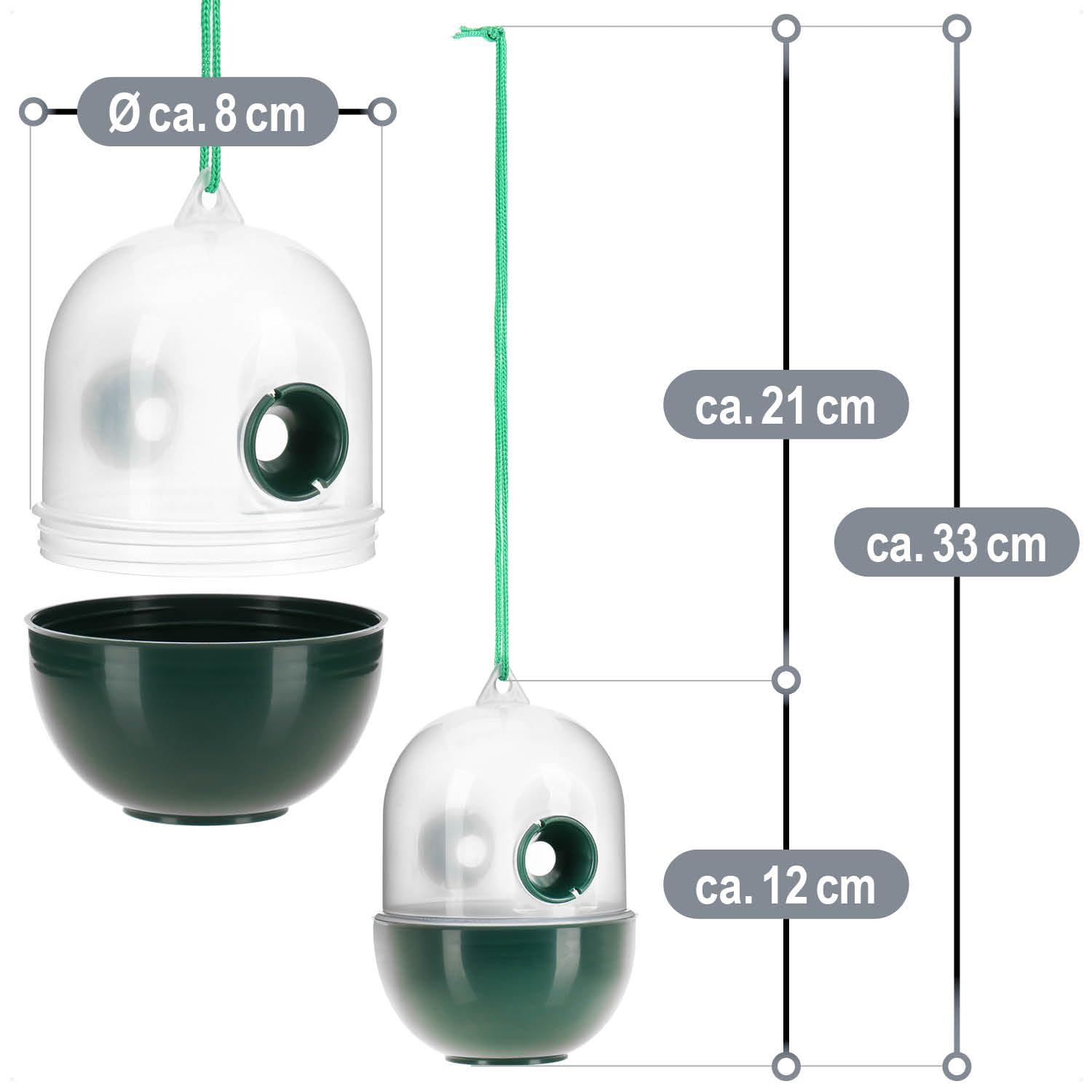 COM-FOUR® Trampa para Insectos 4X - Trampa Viva para Colgar - Protección contra Insectos para Exteriores respetuosa con los Animales - Atrapa Insectos de plástico (04 Piezas - Transparente 12cm)