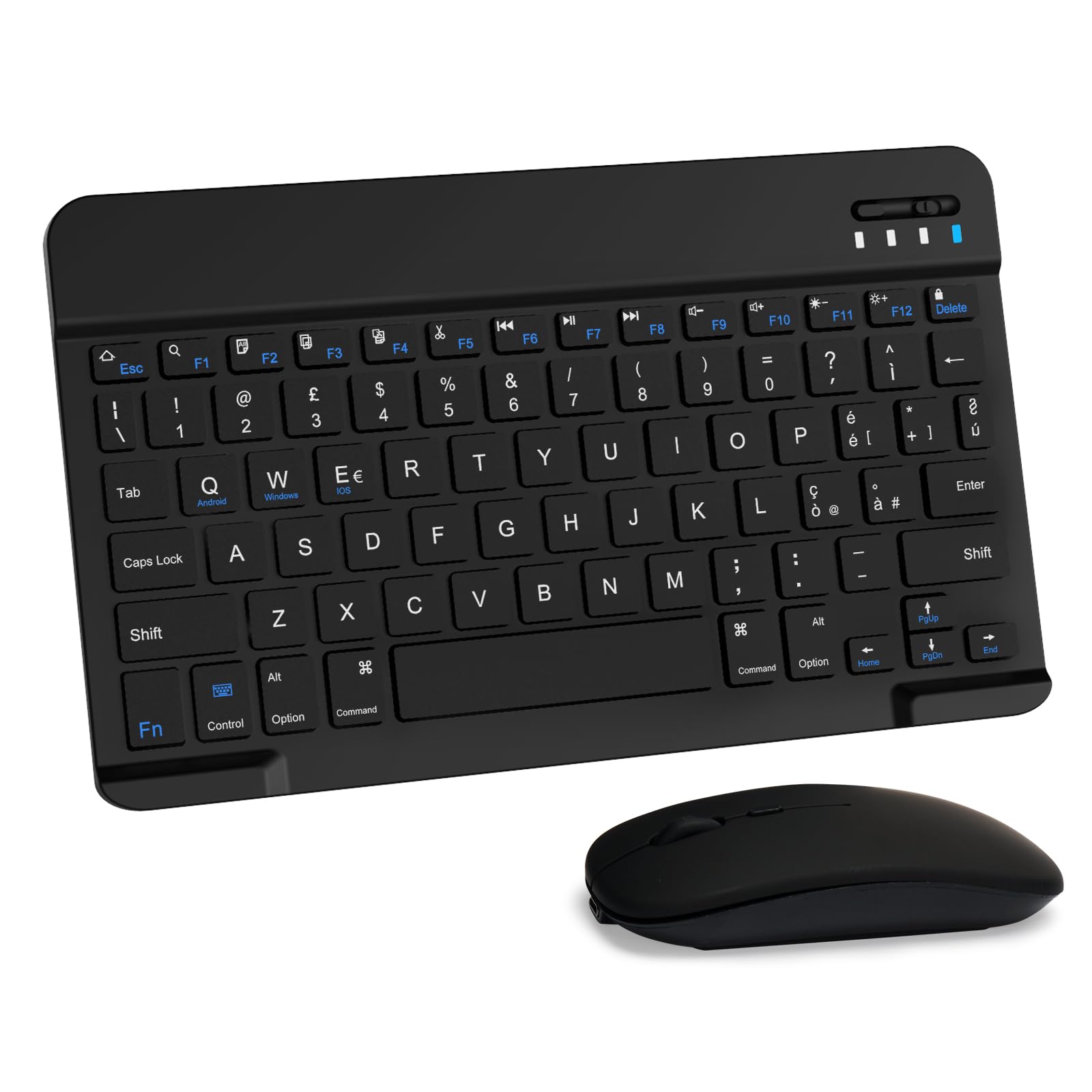 LAMA Tastiera e Mouse Wireless, Tastiera Tablet Universale Ultra Sottile Ricaricabile, Tastiera Bluetooth Portatile per iPad/Tablet/iOS/Android/Windows/Laptop/Computer Desktop/Telefoni, Nero