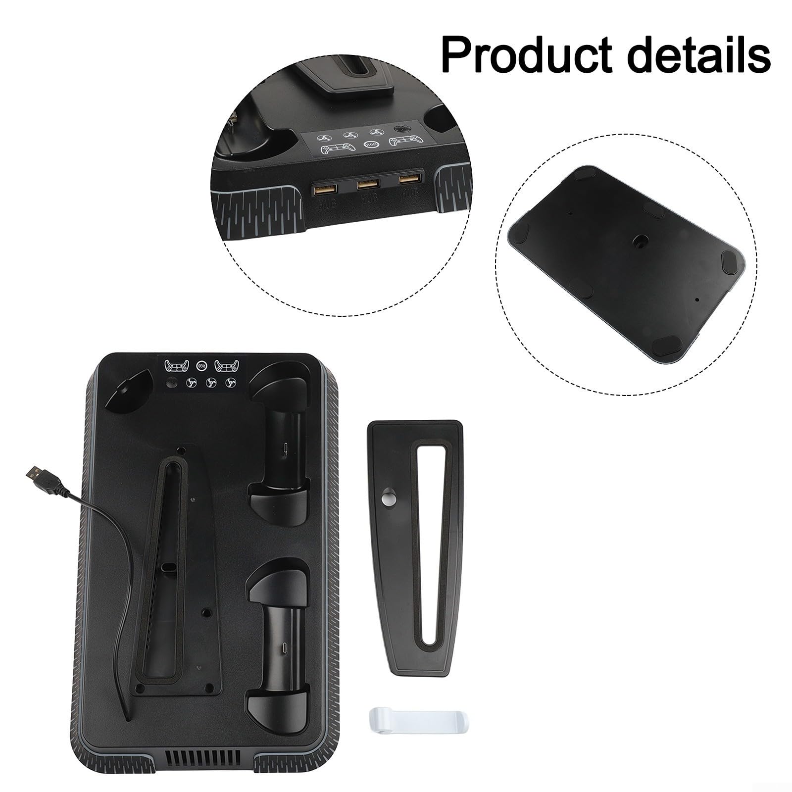 Supporto verticale per stazione di raffreddamento PS5 Pro con ricarica multifunzione per controller (nero)