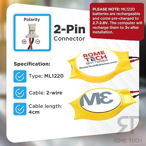 Miniatura 2 de Rome Tech ML1220 CMOS BIOS Batería para Dell XPS 13 9350Dell XPS 13 9343Dell XPS 13 9360Dell XPS 13 9365 2 en 1Dell XPS 15 95509560 - Batería de