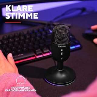 Trust Gaming GXT 236 Yami USB Streaming Mikrofon PC Podcast Twitch Discord ASMR YouTube, Kondensator Gaming Mikrofon mit Nierencharakteristik, Stummschaltung, RGB Beleuchtung - Schwarz