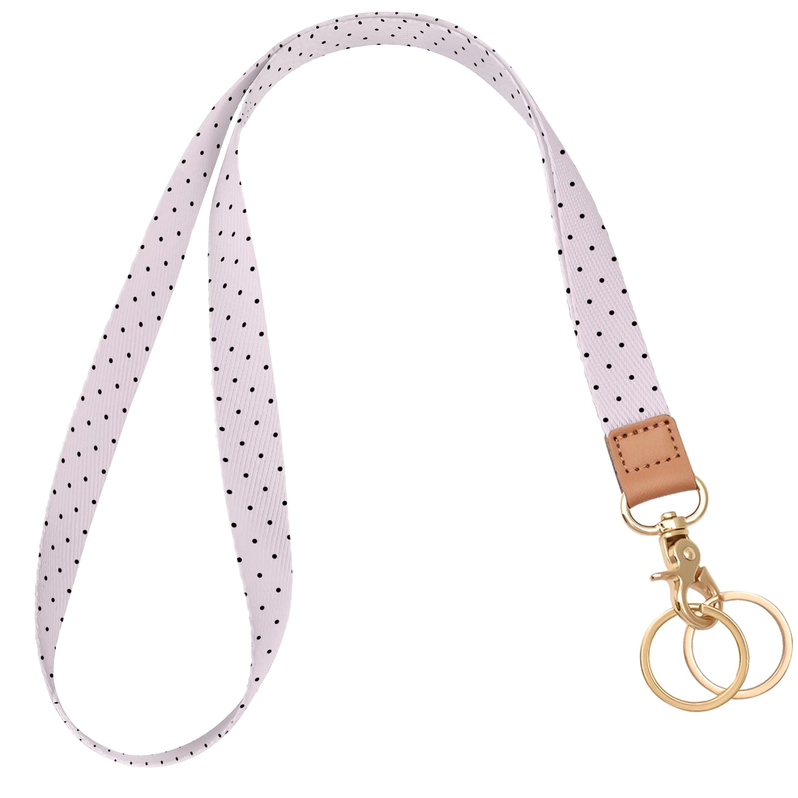 Knagsfa Lanyards for ID Badges, Cute Neck Lanyard Keychain for Women, Polka Dots and Hearts Long Lanyards for Keys and Wallet, Purple Polka Dots