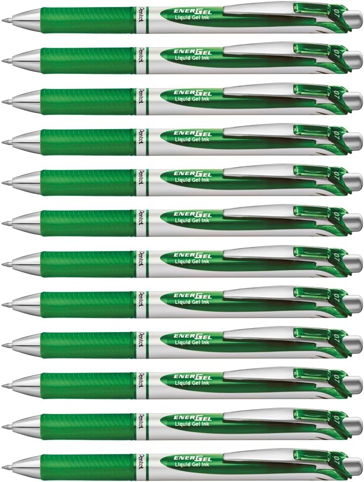 Pentel EnerGel XM Retractable Pink Barrel Supporting Breast Cancer Now, 0.7mm tip, Black Ink, (Pack of 12 pens)