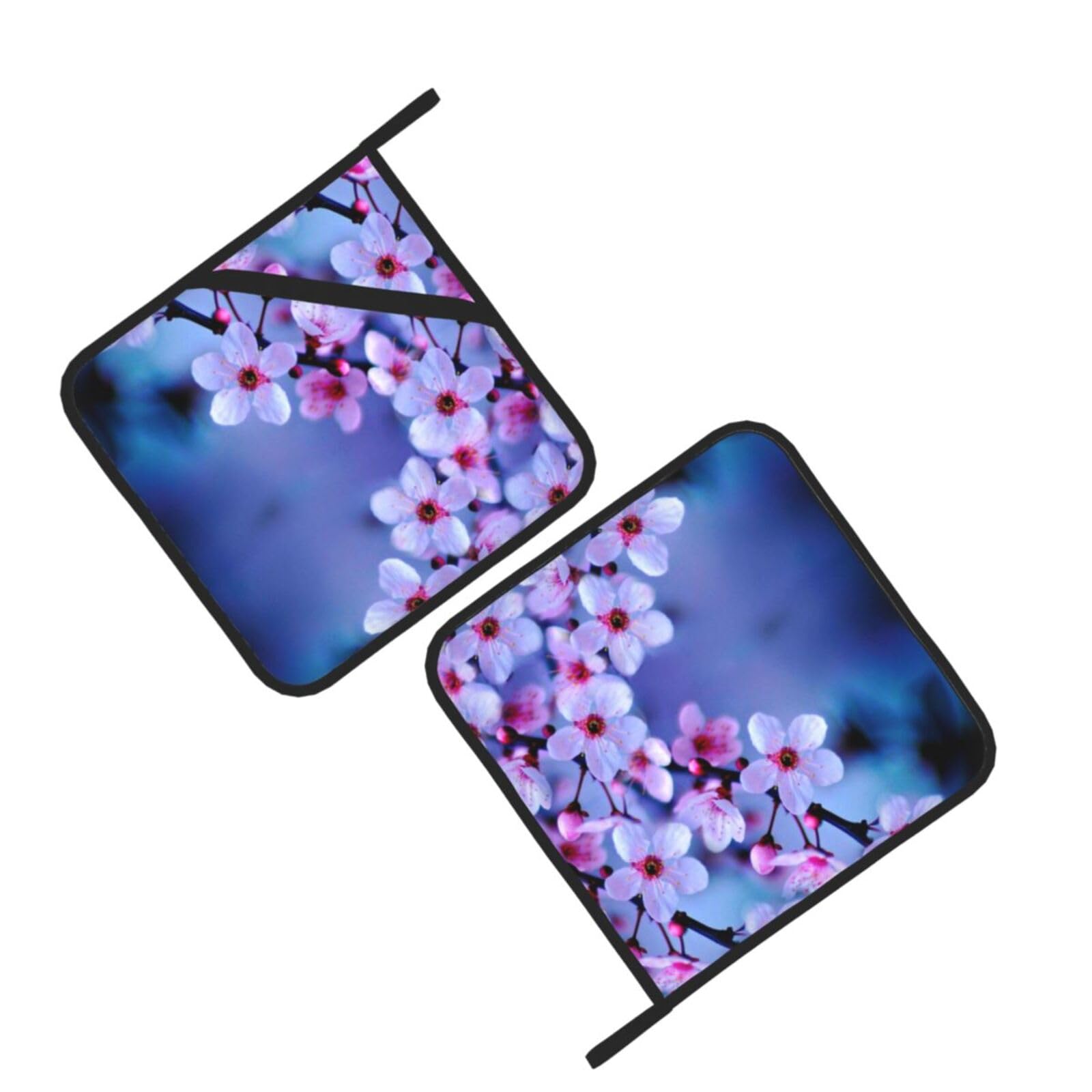 Pink Cherry Blossoms Printed Oven Pot Holders Set of 2 Pcs Heat Resistant Kitchen Microwave Potholders for Cooking Baking Grilling