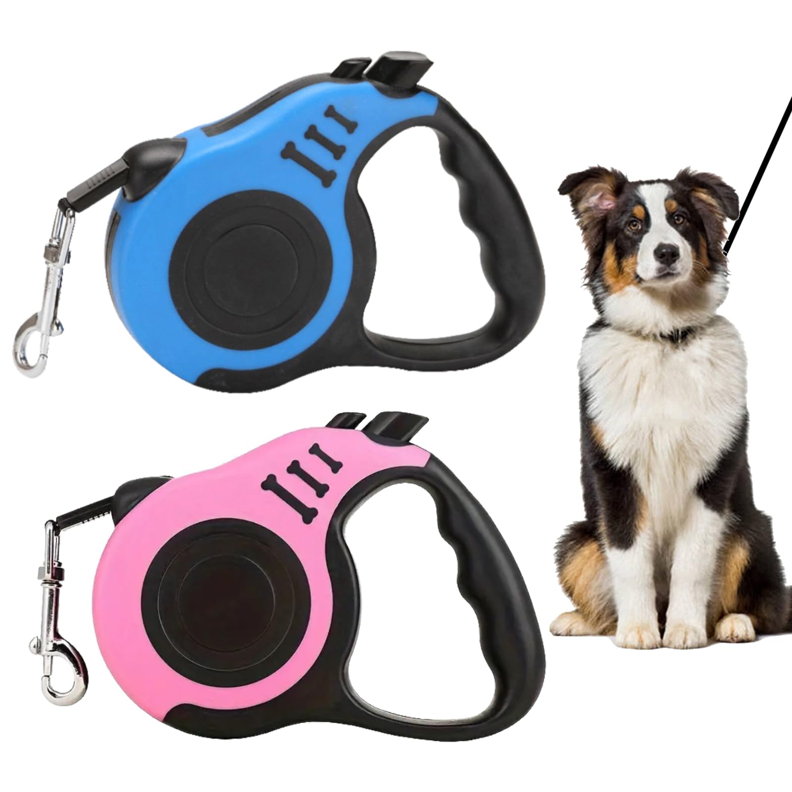 TYXHXTF 2 Pcs Correa Perro,Correa Retráctil Perro para Paseo, Correa Extensible Perro 5 Metros, 360° Sin Enredos, para Perros Pequeños, Medianos, Máximo Peso Recomendado 15kg (Azul, Rosa)