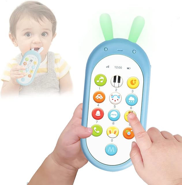 Richgv Baby Toys 6 to 12 Months, Baby Phone Toys for 1 Year Old Girl Teething Toys for Babies 6-12-18 Months Baby Cell Phone Toy with Breathing Light, Various Musics Sounds, Baby Girl Gifts