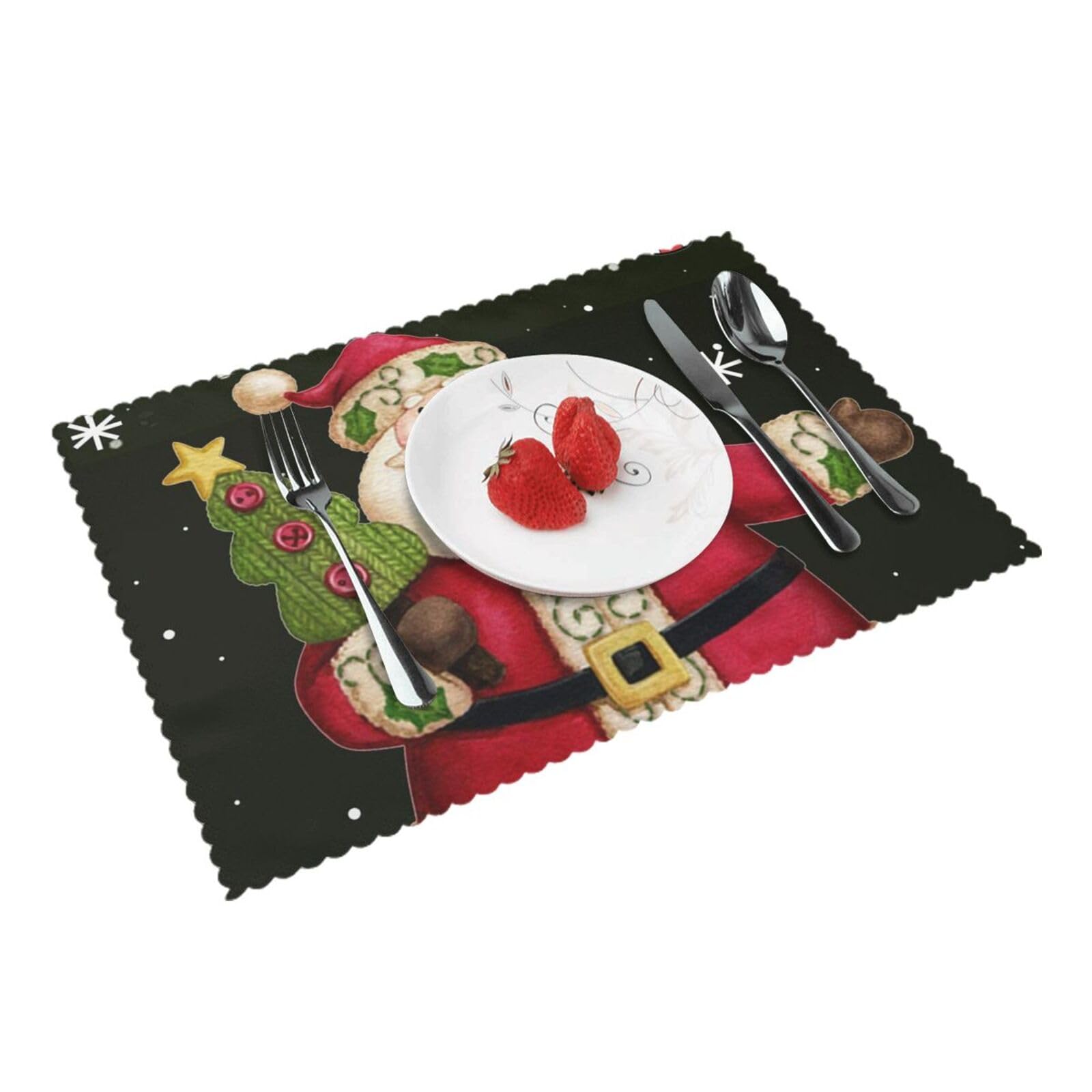 Bnvsadc Merry Christmas 4 Pcs Heat Resistant Placemat 45X30 Cm, Printed Non-Slip Place Mats For Kitchen Dining Table Indoor Outdoor