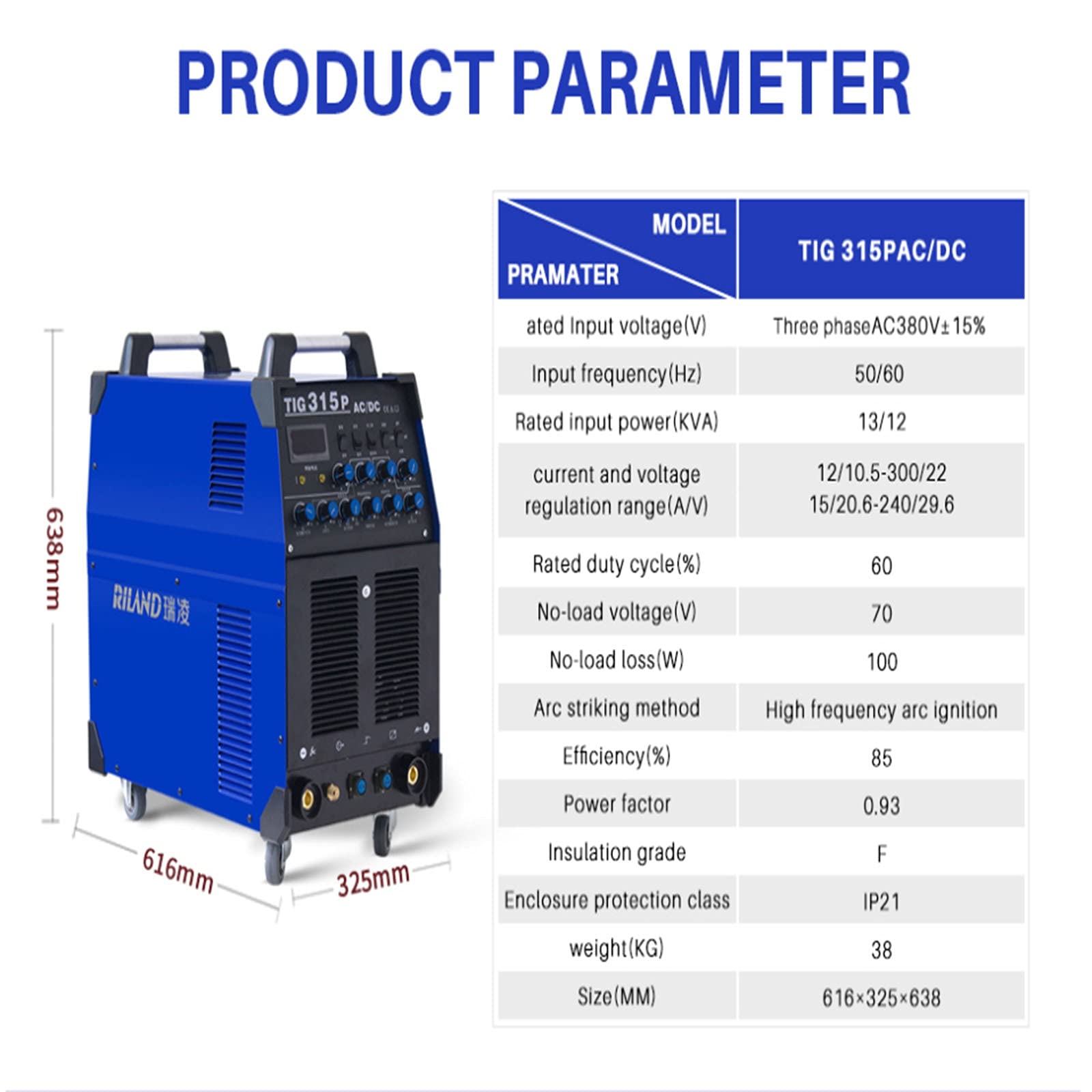 TIG315P. Square Wave Pulse Argon Arc Welding Iron Rame in acciaio inox in TIG. Saldatrice,Ferramenta Industriale