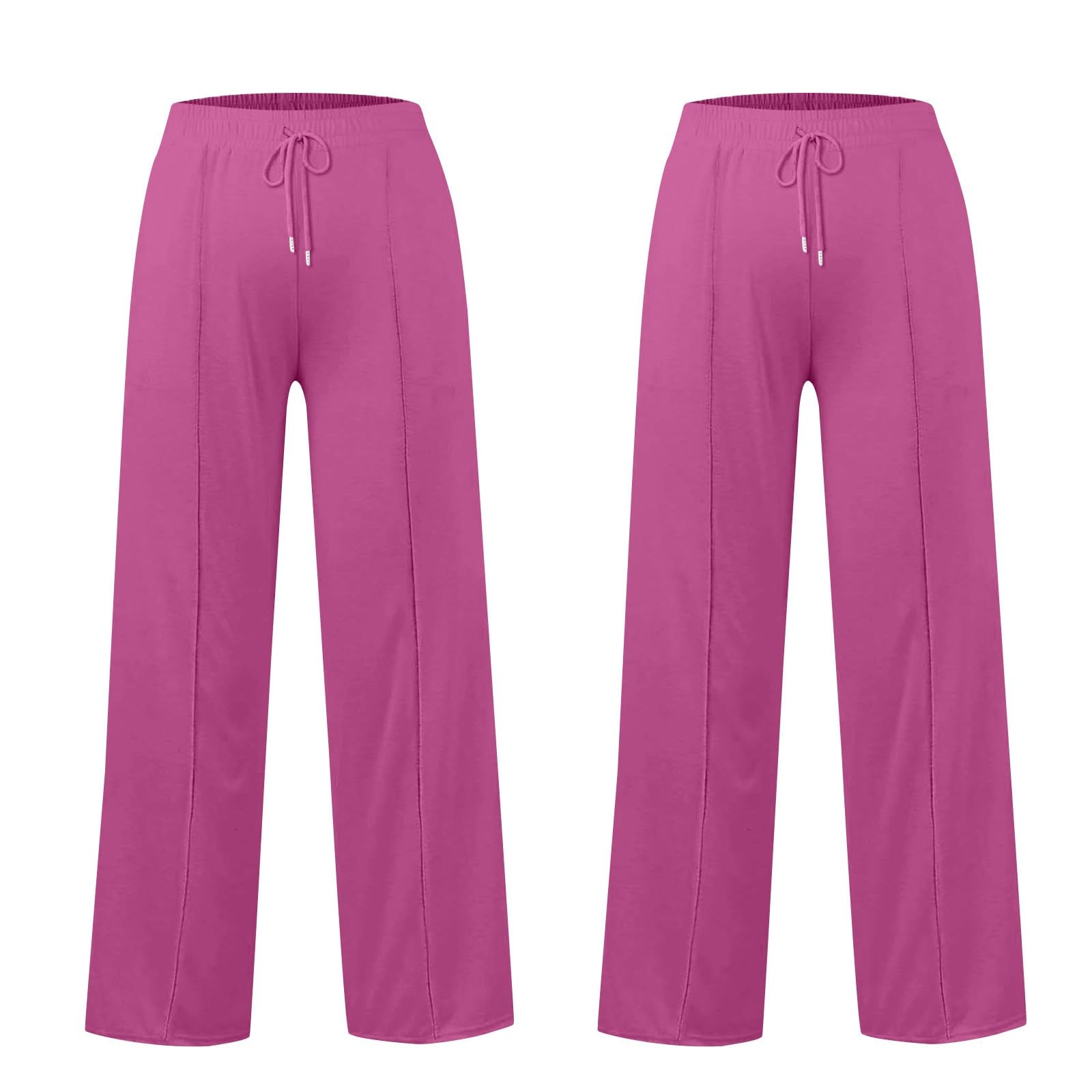 Damen Freizeithose Lang Weites Bein 2Pc, Jogginghose High Waist Sweathose