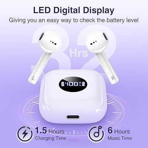 Miniatura 2 de Auriculares inalámbricos Bluetooth 5.3 con estuche de carga, auriculares estéreo inalámbricos con micrófono para iPhone y teléfono celular Android,