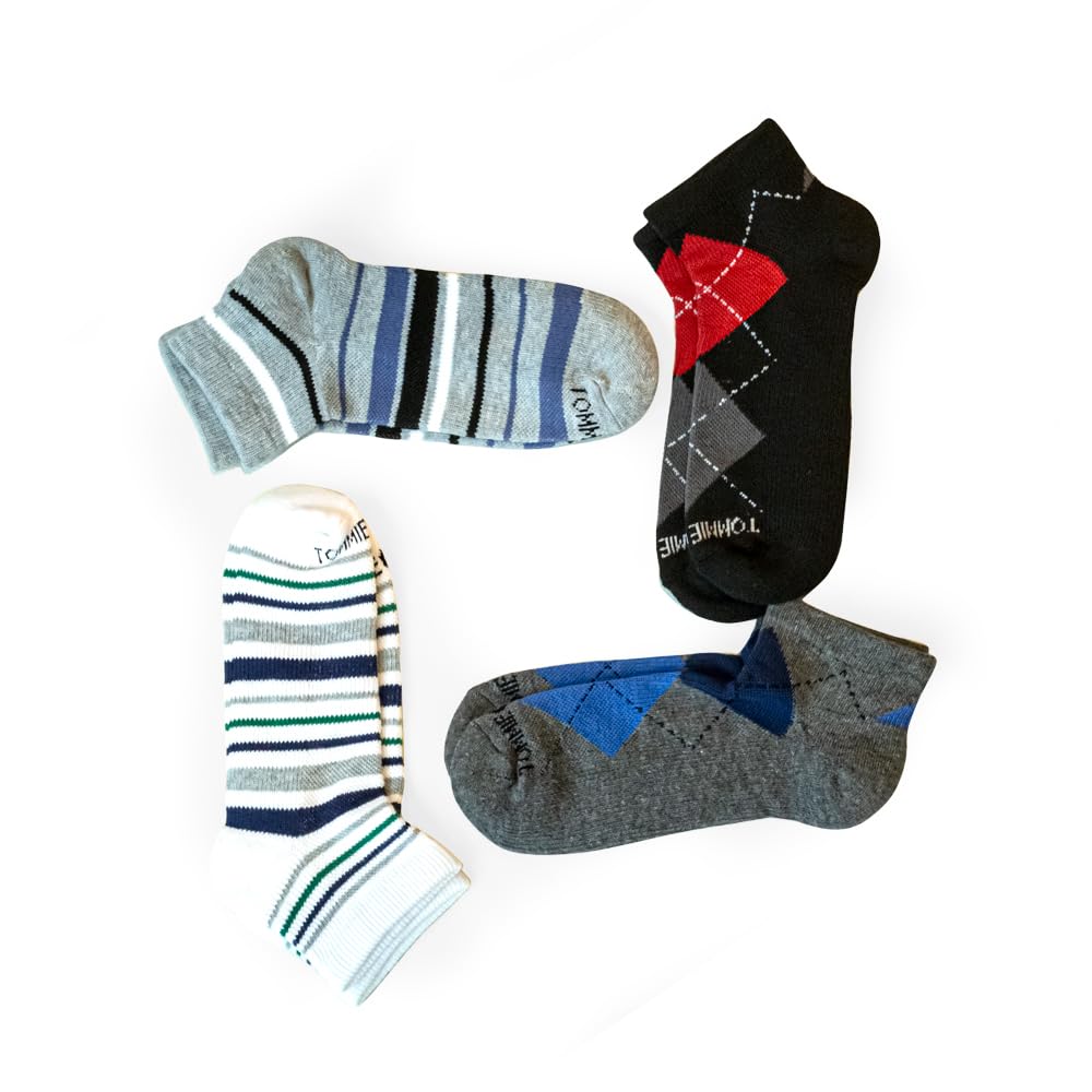 Tommie CopperWomen's Ankle Compression Socks | All-Day Comfort, Breathable & Easy-On l Assorted Patterns l Size 4-6.5 (4 Pack)