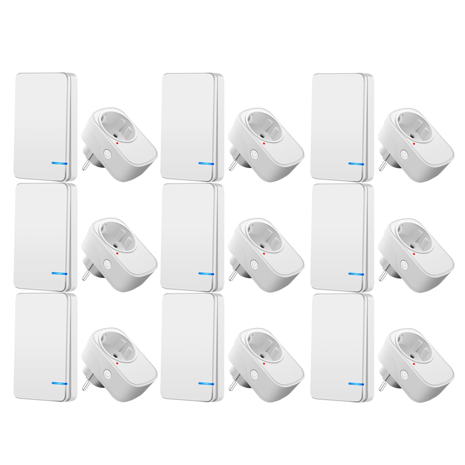 Funksteckdosen mit Fernbedienung,NineLeaf 9 Pack Steckdose mit Fernbedienung，15A/1500W Fernbedienbare Steckdose für Haushaltsgeräte & Weihnachtsdekoration 100m Reichweite, weiß