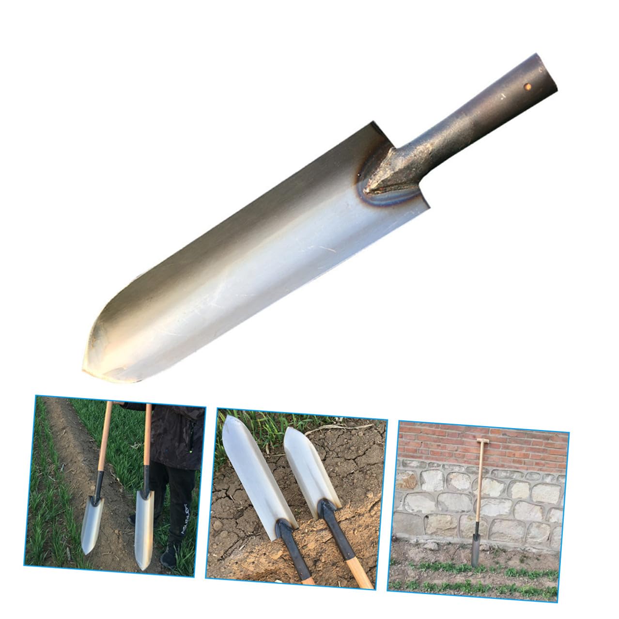 SHINEOFI Robuste Pflanzkelle aus Stahl zum Pflanzen und Bodenbearbeiten im Garten und Rasen Silberfarbene Schmale Schaufel für Präzises Grabwerkzeug
