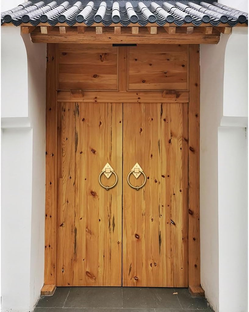 Front Door Door Knock Antique Copper Door Handle Building Accessories Classical Ring Knocker(A,Dia 6cm)