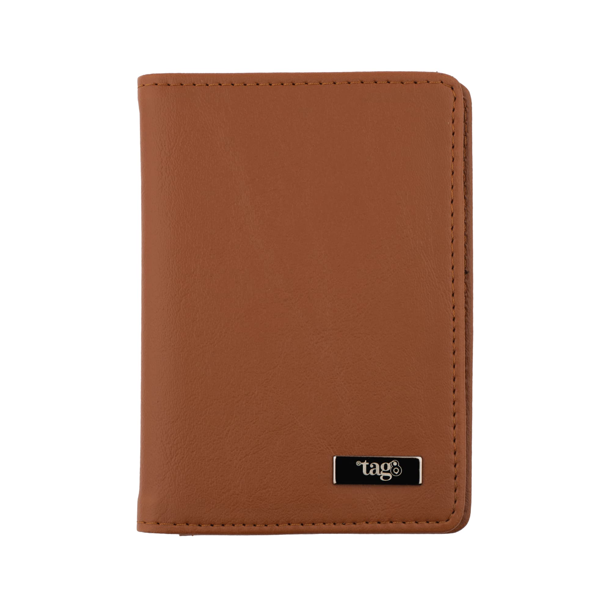 tag8 Vegan Leather Passport Holder, Eco-Friendly Leather Passport Organizer with NFC Technology for Men and Women, Dual Passport Wallet and Case for Cards and Documents, Brown (Tan)-picture-11