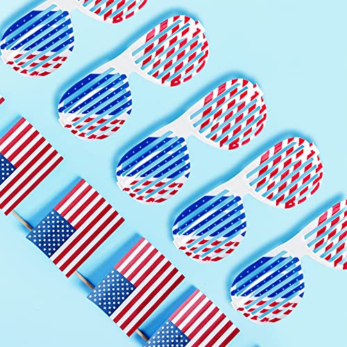 American Flag USA Patriotic Design Plastic Shutter Glasses Shades Sunglasses Eyewear for Party Props, Decoration (12 Pairs)4