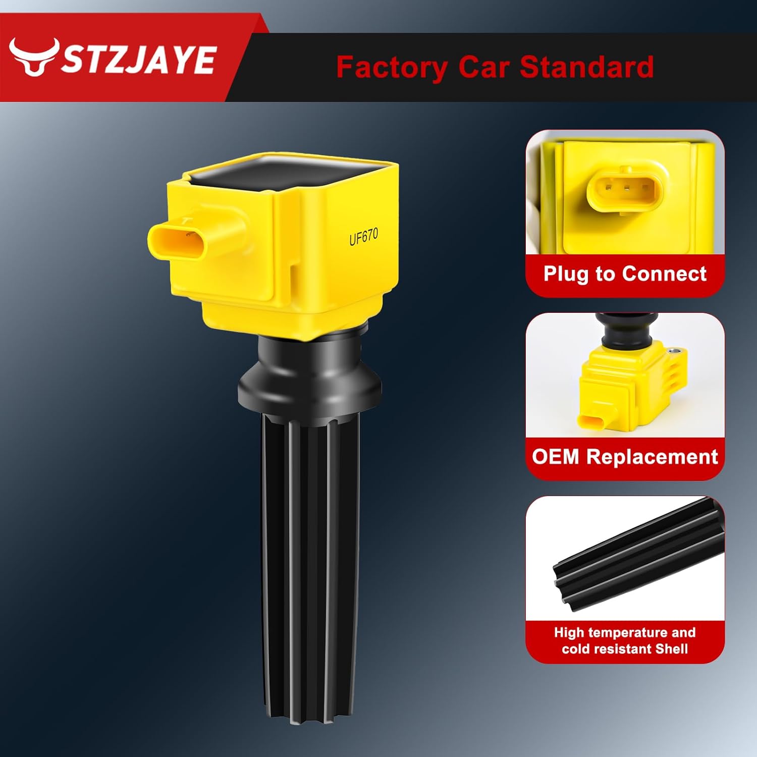 UF670 Ignition Coil Packs Set of 4 Compatible with Ford for Focus for Escape for Fusion for Edge for MKC for MKZ 2012 2013 2014 2015 2016 2017 2018 2019 2.0L L4 C1816 DG546