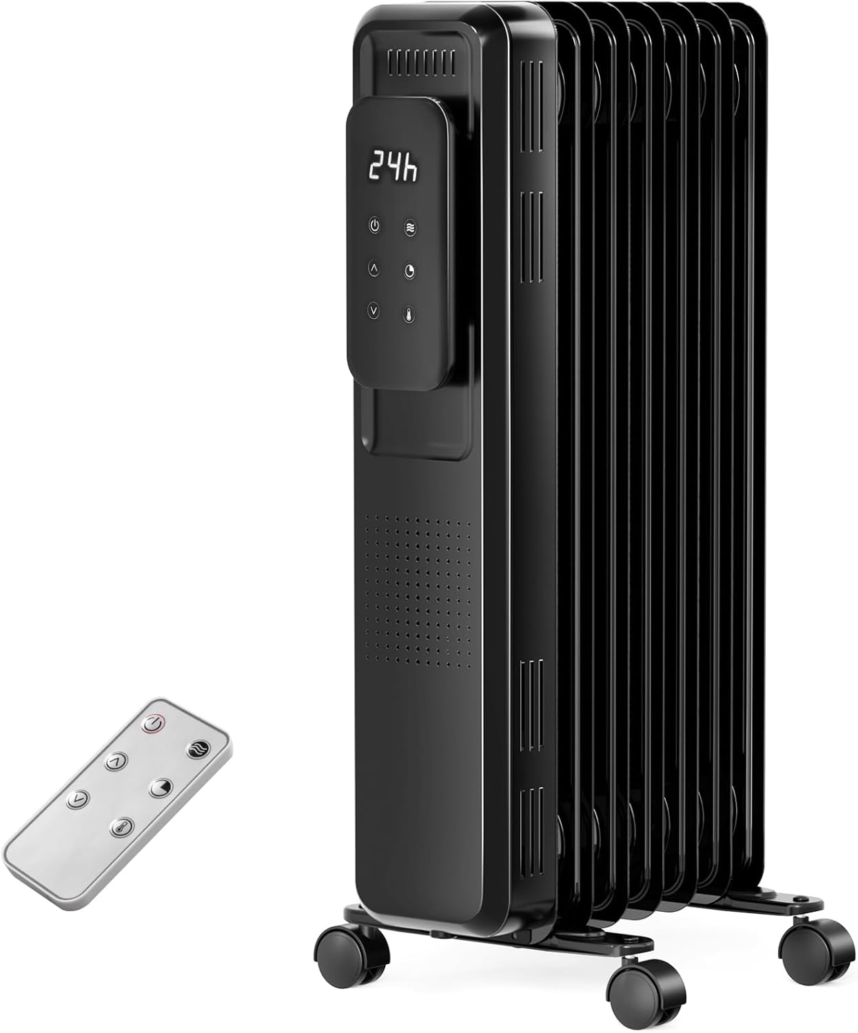 Calefactor Eléctrico Portátil Radiador de Aceite 1500W con Termostato y Control Remoto