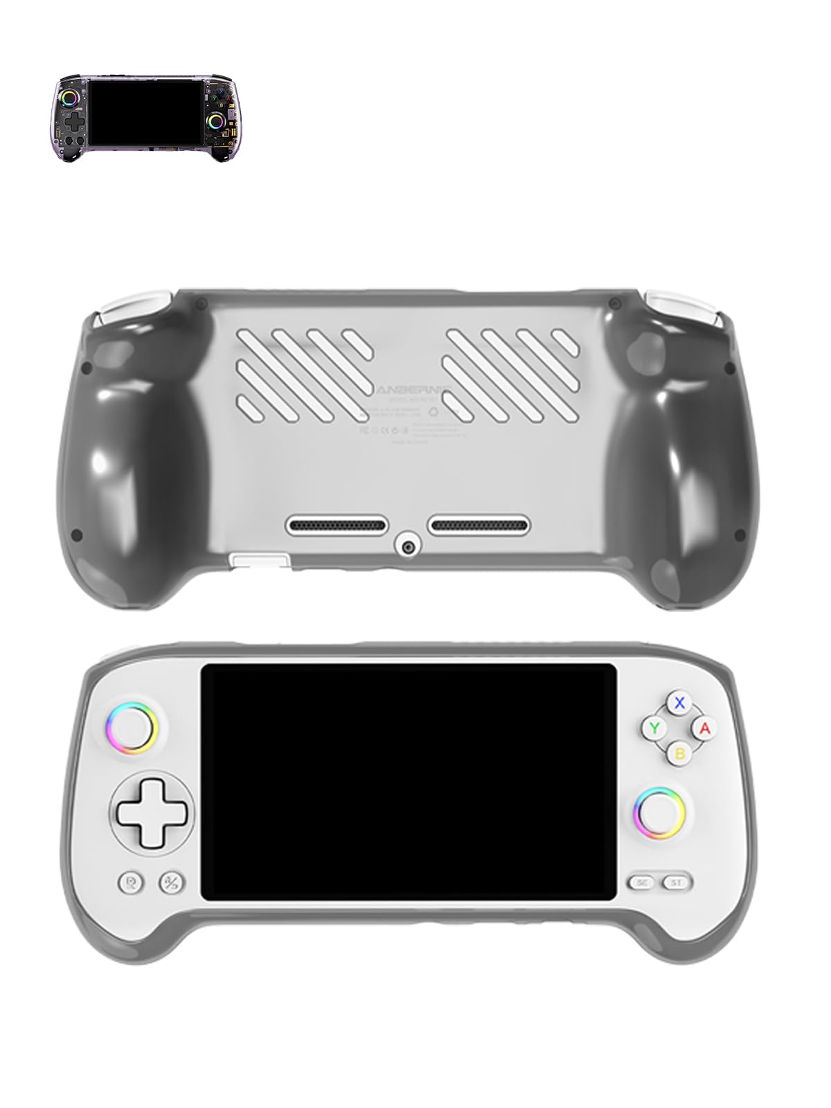 Case for Anbernic RG557 5.48 Inch Handheld Gaming Console,BOVUGAC High Transparency Soft TPU Shockproof with Stand-Clear Black
