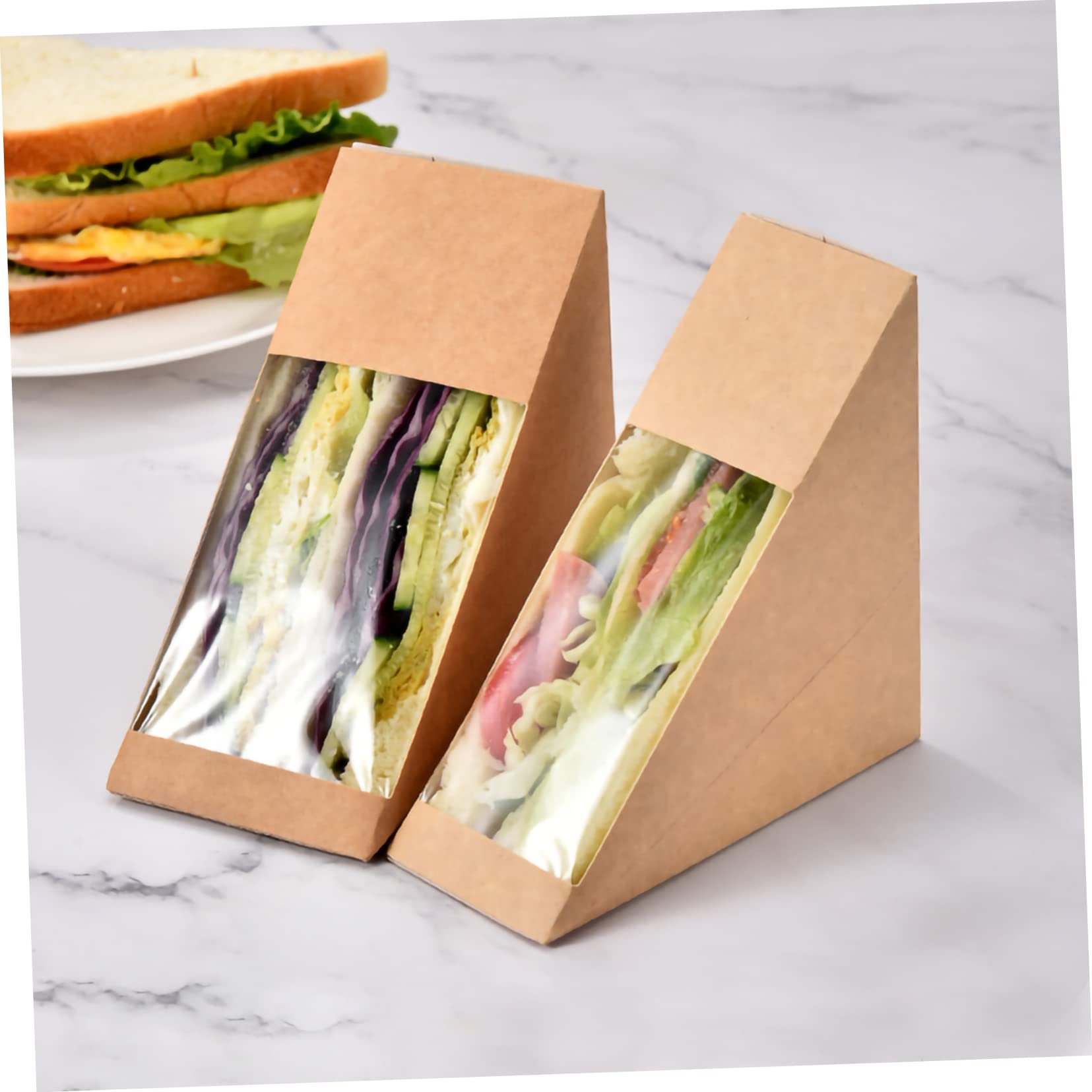 SOLUSTRE 100pezzi Scatola Per Imballaggio Da Forno in Carta Kraft Scatola Da Asporto Finestra Trasparente Per Panini e Torte