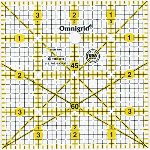 Omnigrid 4-Inch Square, Clear Sewing Quilting Rulers, 4" x 4" Grid