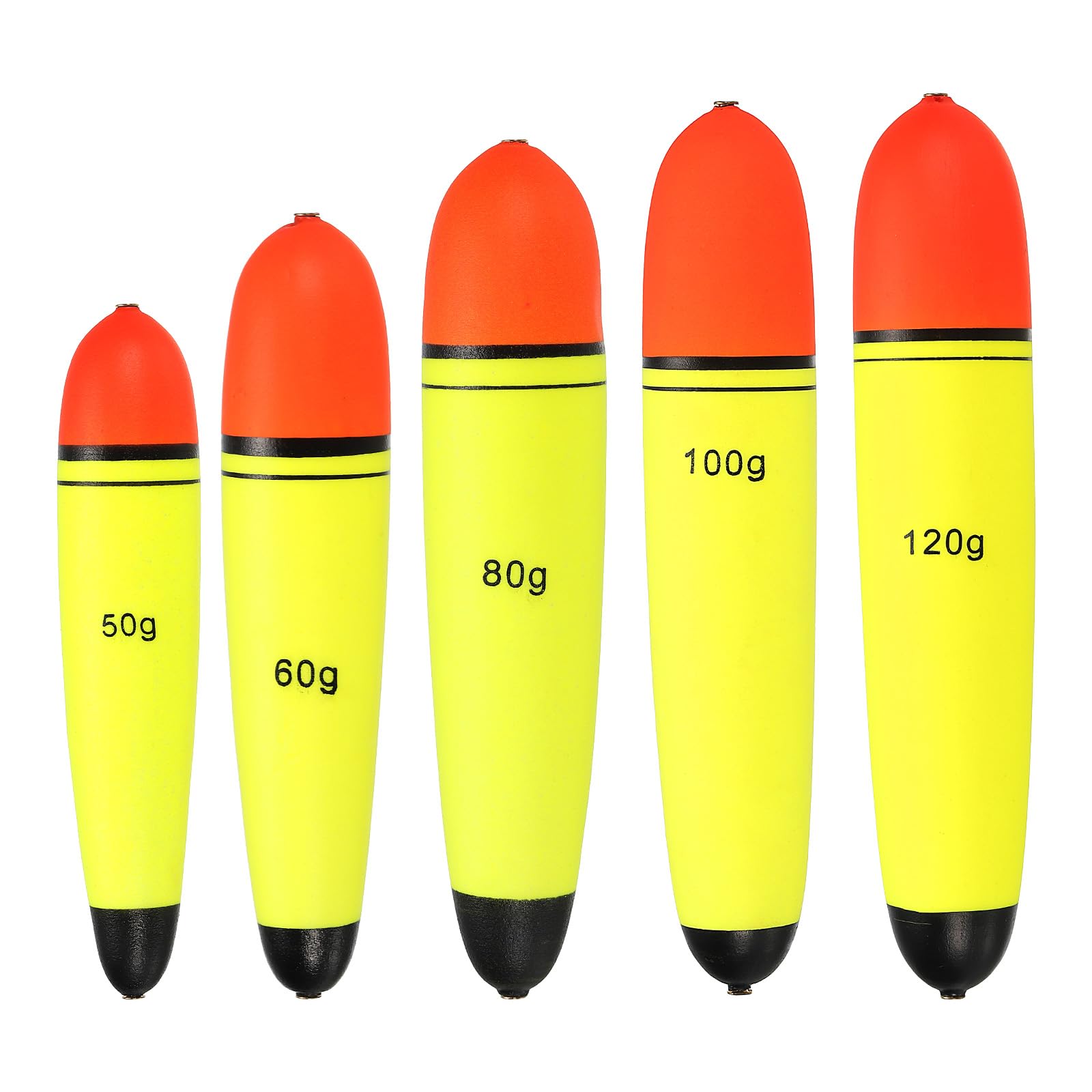 PATIKIL 1.8oz - 4.2oz Fishing Slip Bobbers, 5 Pack EVA Fishing Float for Sea Fishing Freshwater Yellow, Multicolor