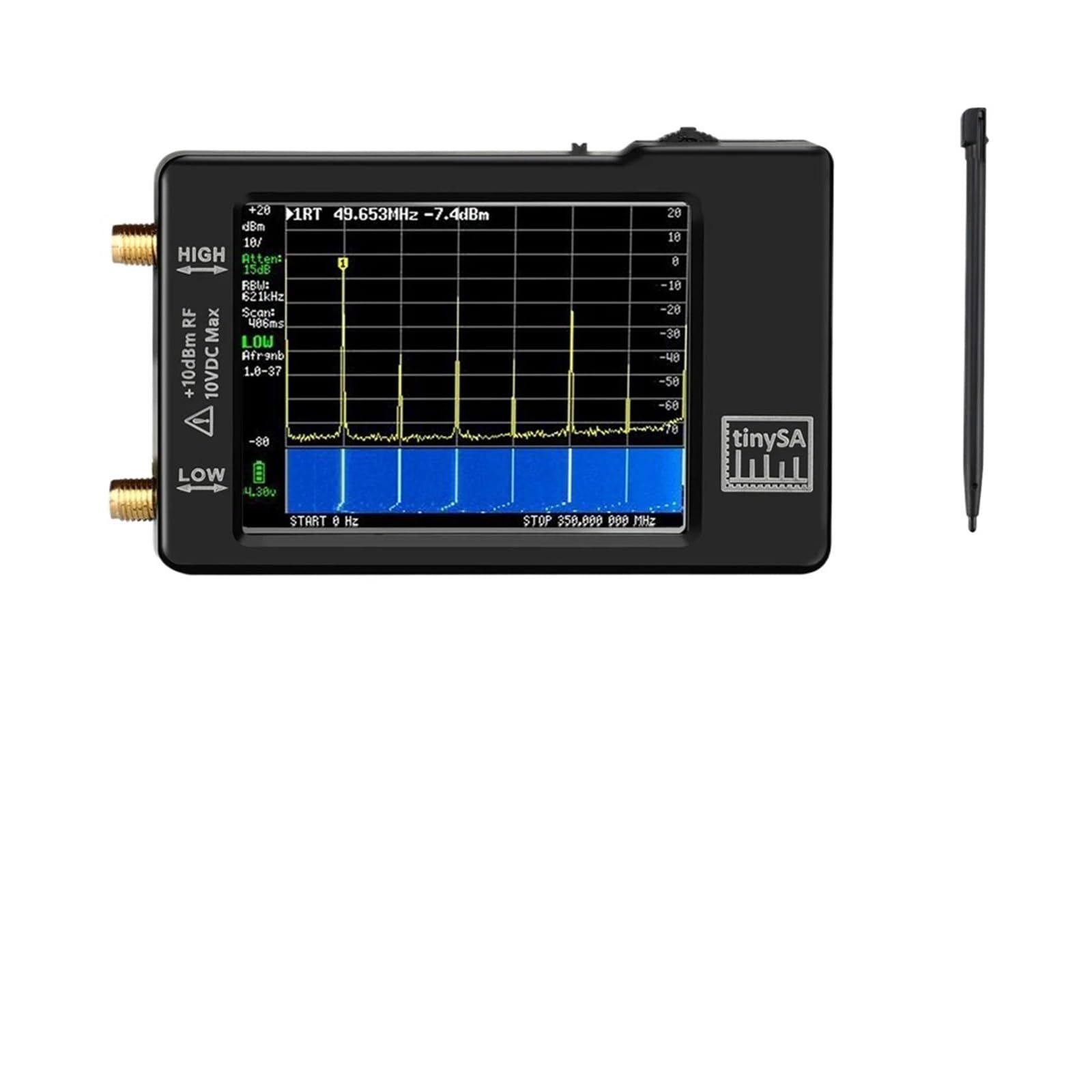 Spektrumanalysator, Handgehaltener Spektrumanalysator, 2,8-Zoll-Display, 100 kHz bis 960 MHz, mit ESD-Schutz, Version V0.3.1_E, Batterie