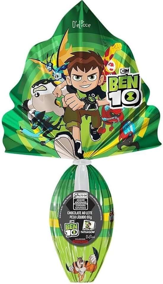 Ovo De Páscoa Ben10 Com Tatuagem do Ben 10 Chocolate ao Leite 80g Tattoo