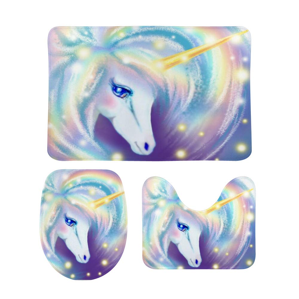 Tapis de bain antidérapants contre les glissades lot de 3 motif licorne