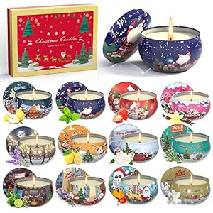 Primevolve Geurkaarsen, cadeauset, 12 stuks, 75 ml, verjaardags- en kerstcadeau voor vrouwen, gepersonaliseerde jubileumpresenten voor badkamer, yoga