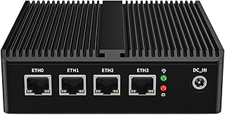 KingnovyPC Firewall Micro Appliance, 4 Port i226 2.5GbE LAN Fanless Mini PC N100, 1* DDR5, 16GB DDR5 512GB NVMe, HDMI, DP, RJ45 COM, 4*USB Gigabit Ethernet AES-NI VPN Router Openwrt Barebone