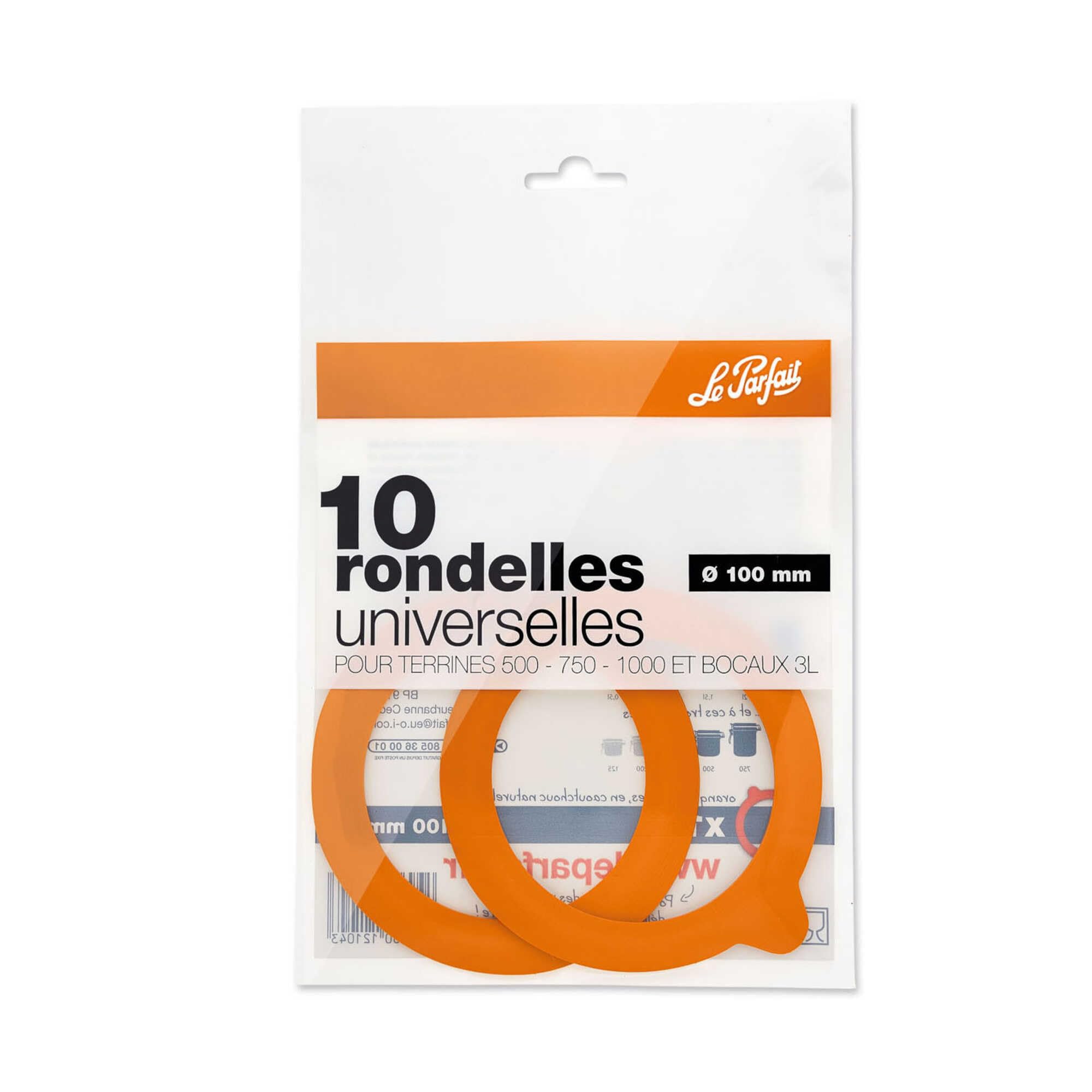 Le Parfait Set of 10 Universal Washers for Jars Diameter 100 mm