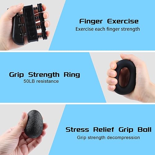 Miniatura 4 de Paquete de 8 fortalecedores de agarre de mano con contador, entrenador de fuerza Hesento Grip, fortalecedor de antebrazo de mano ajustable,