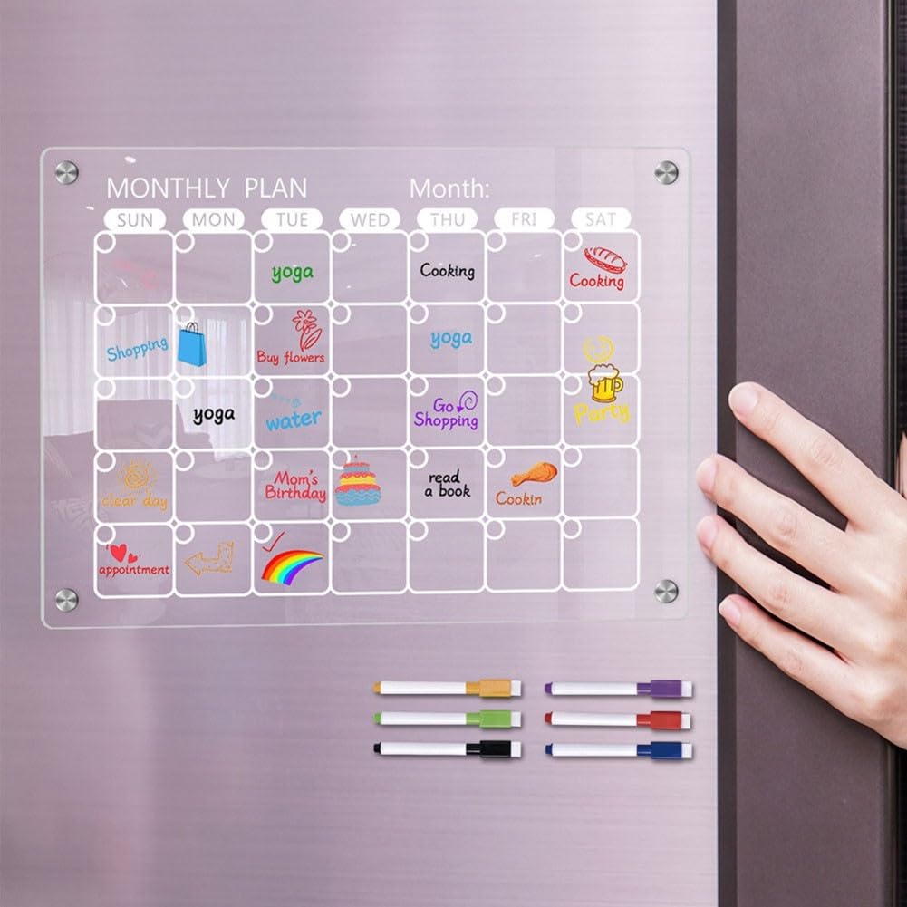 Tablero planificador acrílico con imanes fuertes para organización cocina oficina