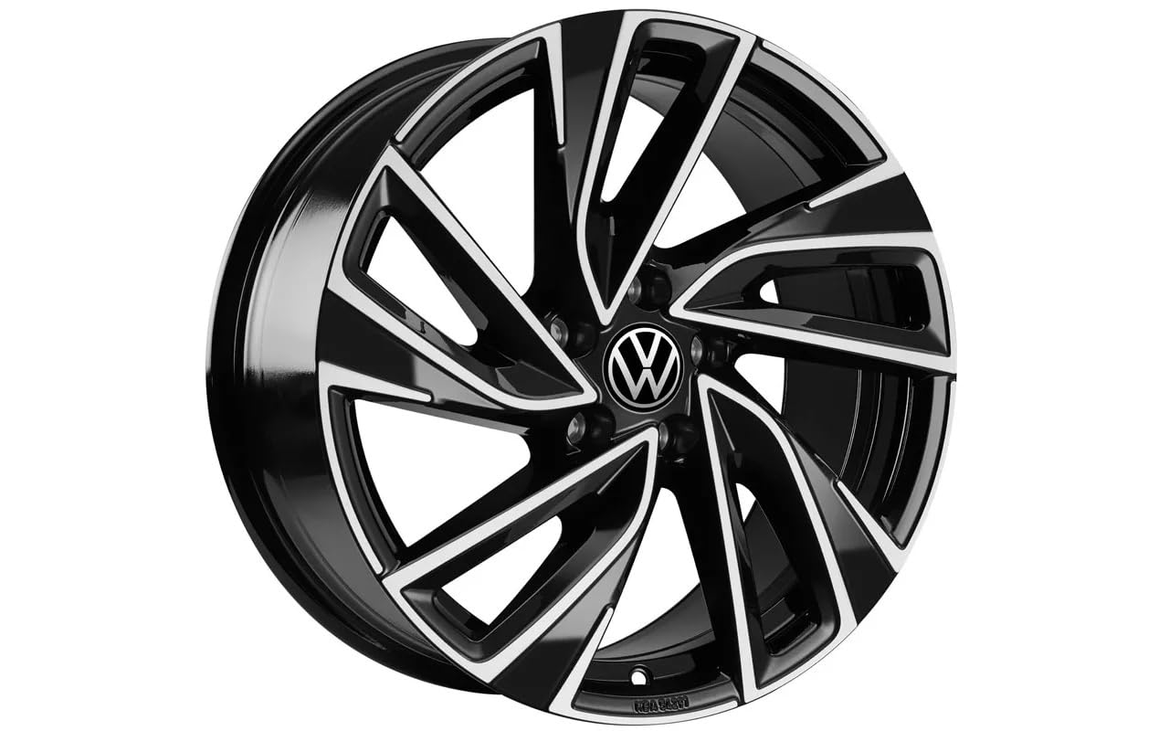 Volkswagen Adelaide Cerchio in Lega, Alluminio-Magnesio-Silicio, Nero Lucido, 8,0J x 18, 5 Fori, PCD 112mm, ET 44mm, Omologato per Inverno