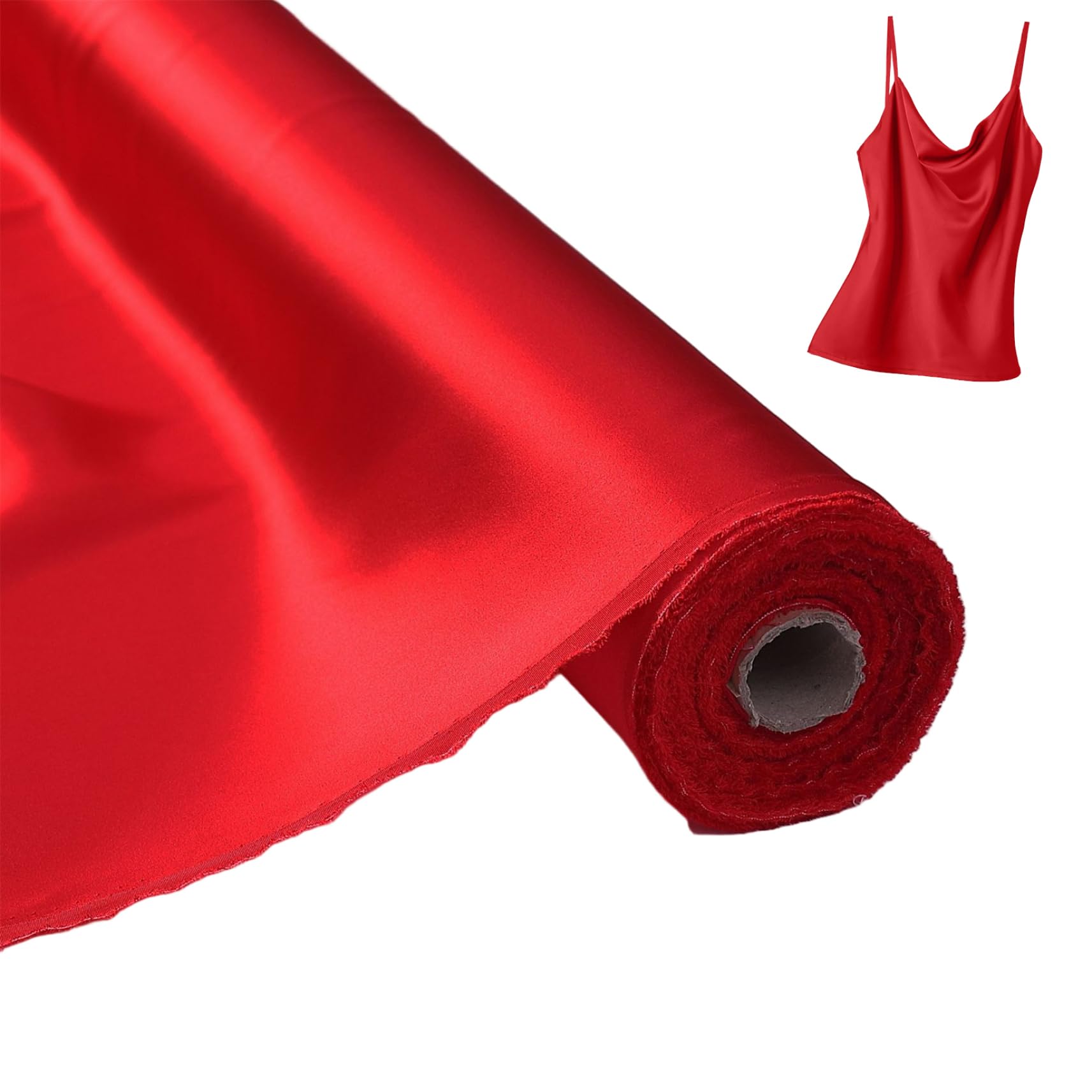 Tela de Seda Morera por Yarda, 19 Momme, 44 Pulgadas de Ancho, Tela de Seda para Pijamas, Camisas o Manualidades DIY, de roja, de Organza de Negra