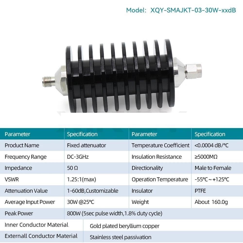 Atténuateur Coaxial 30W 50 Ohm Sma-Jk Connecteur Mâle Et Femelle 1/3/5/6/15/20/25Db Dc-3G 1 Pièces(5Db)