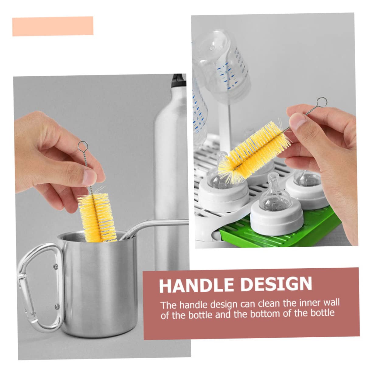 PACKOVE 5 Set Spazzole Per Bottiglie in Silicone Alimentare Multi Per Contenitori Facili Riporre Utilizzare Nella Vita Quotidiana 12 Pezzi * 5