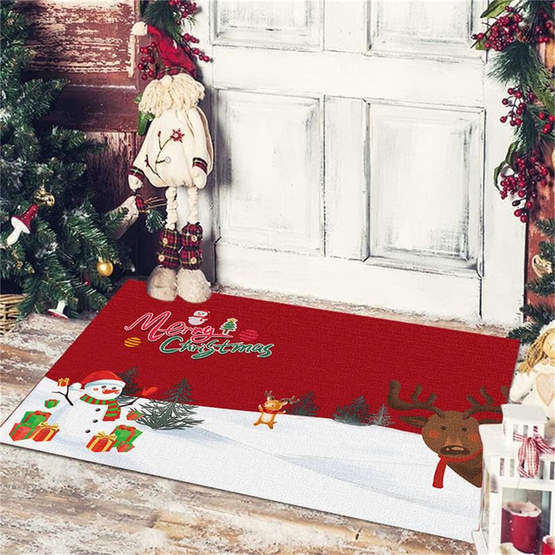 Felpudo Decorativo navideño Papá Noel Alfombra Impresa para Puerta de Entrada Antideslizante Lavable para Entrada, Cocina, Dormitorio
