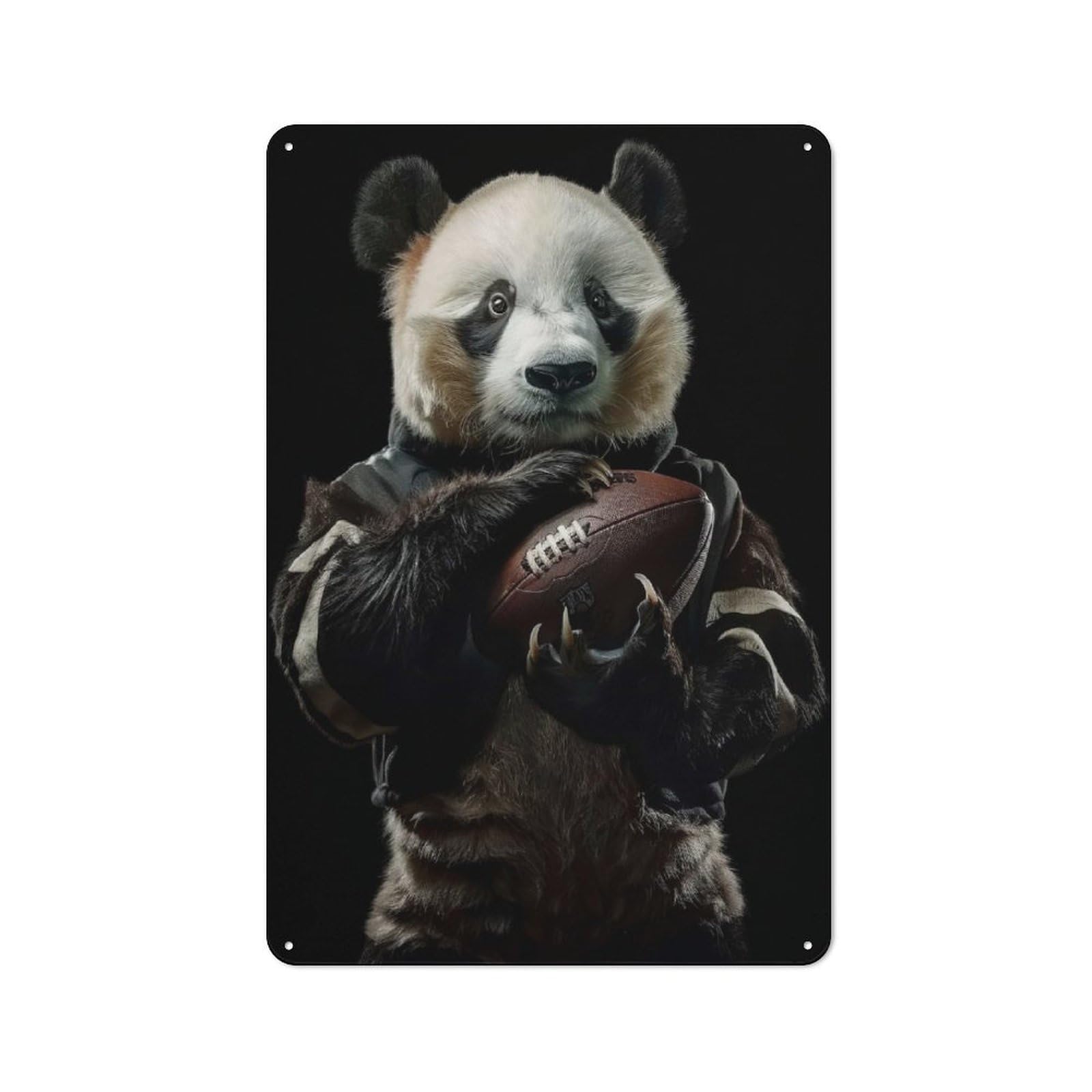 Junmoney Panda American Football Vintage Metal Gift Sign 30X20cm, Novelty Wall Art For Hallway, Home Bar, Garage Or Study