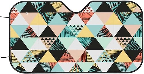 Miniatura 9 de Hawaiian Geometric Triangle Coconut Tree Sun Visor Protector Blocks UV Rays Keep Cool for Most Sedans SUV Truck Automotive Truck Passenger Car
