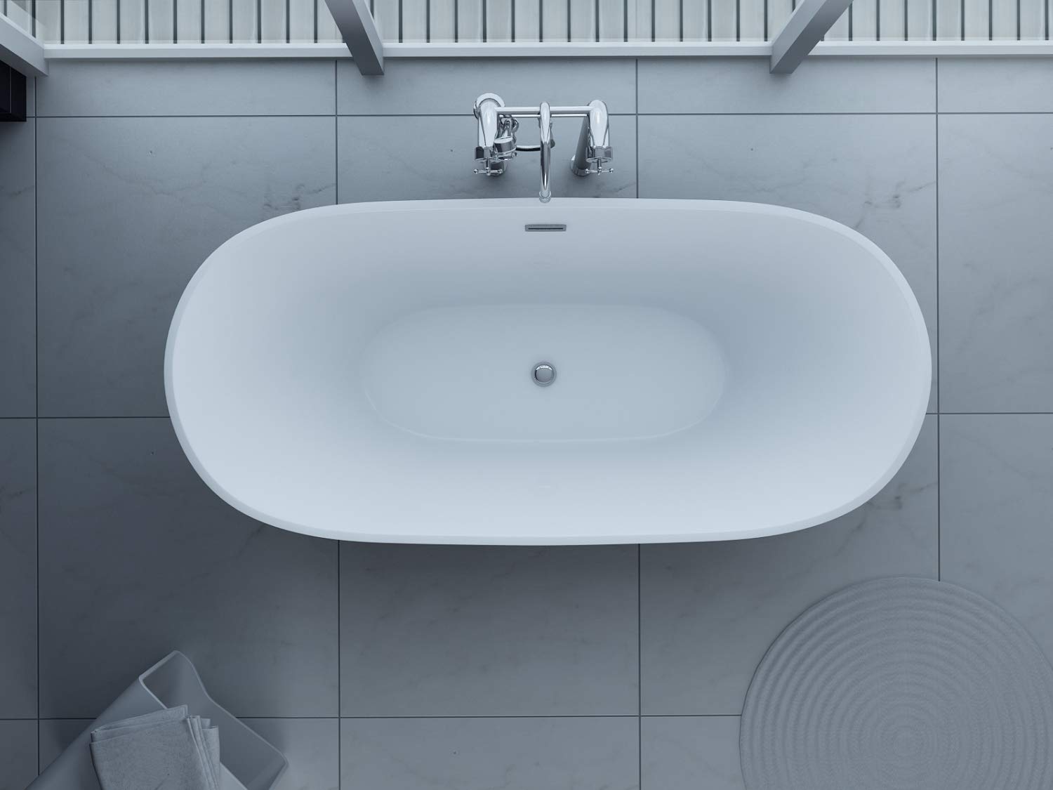Luxus freistehende Badewanne 170 Designer Acrylwanne-Wanne mit. Ablauf Überlauf inkl. Spedition