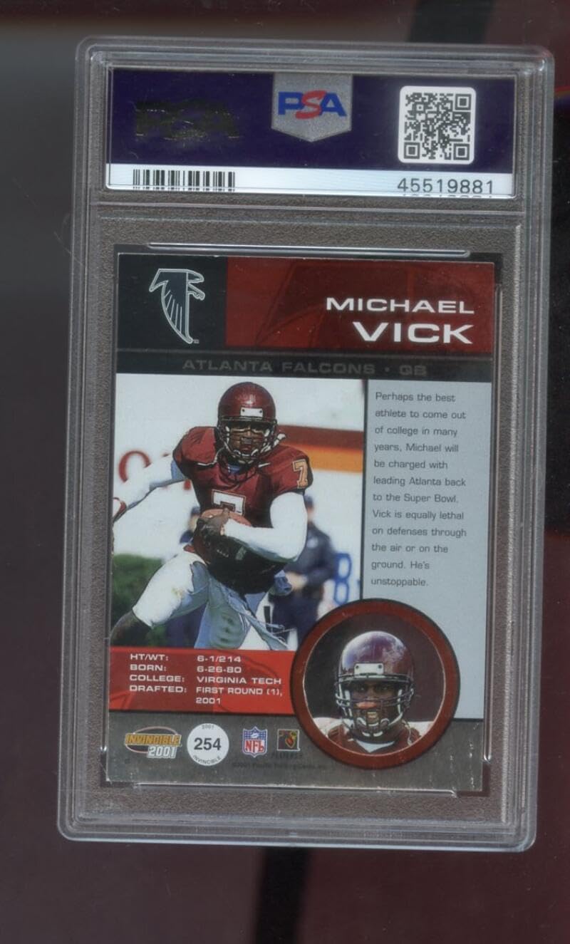 2001 Pacific Invincible Blue #254 Michael Vick ROOKIE RC PSA 8 Graded Football Card NFL Atlanta Falcons 53/99