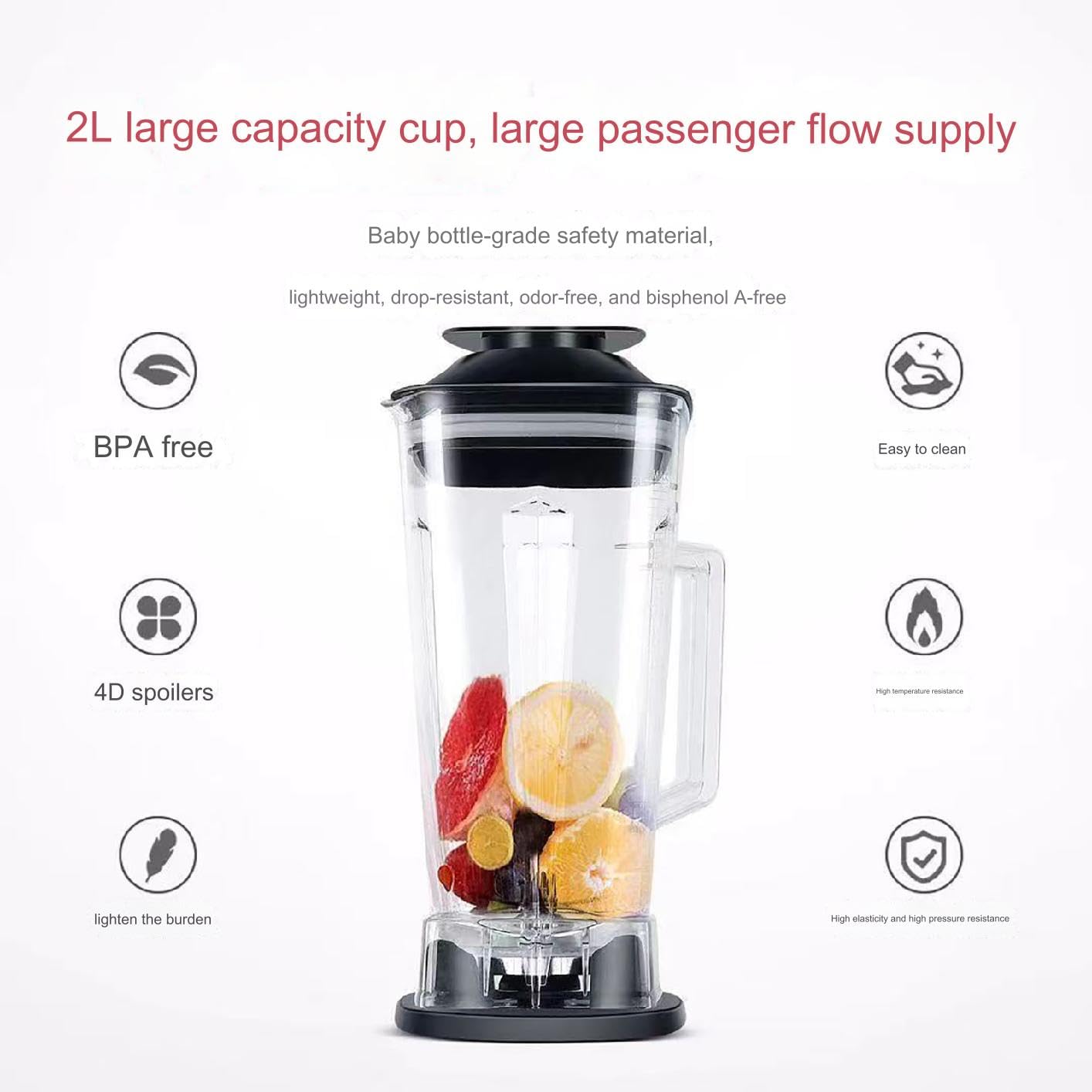 Frullatore multifunzionale 2 in 1, tazza grande da 2,0 litri, 3 velocità regolabili per frutta, noci e bevande