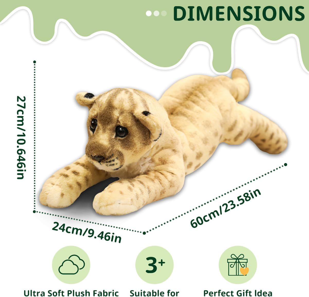 Lion Stuffed Animal Soft Large Stuffed Lion Plush Toys Safari Animals Stuffy Lion Cute Jungle Plush Toys Simulation Cute Plushie Birthday Valentine's Day Gifts for Kids Boys 24"