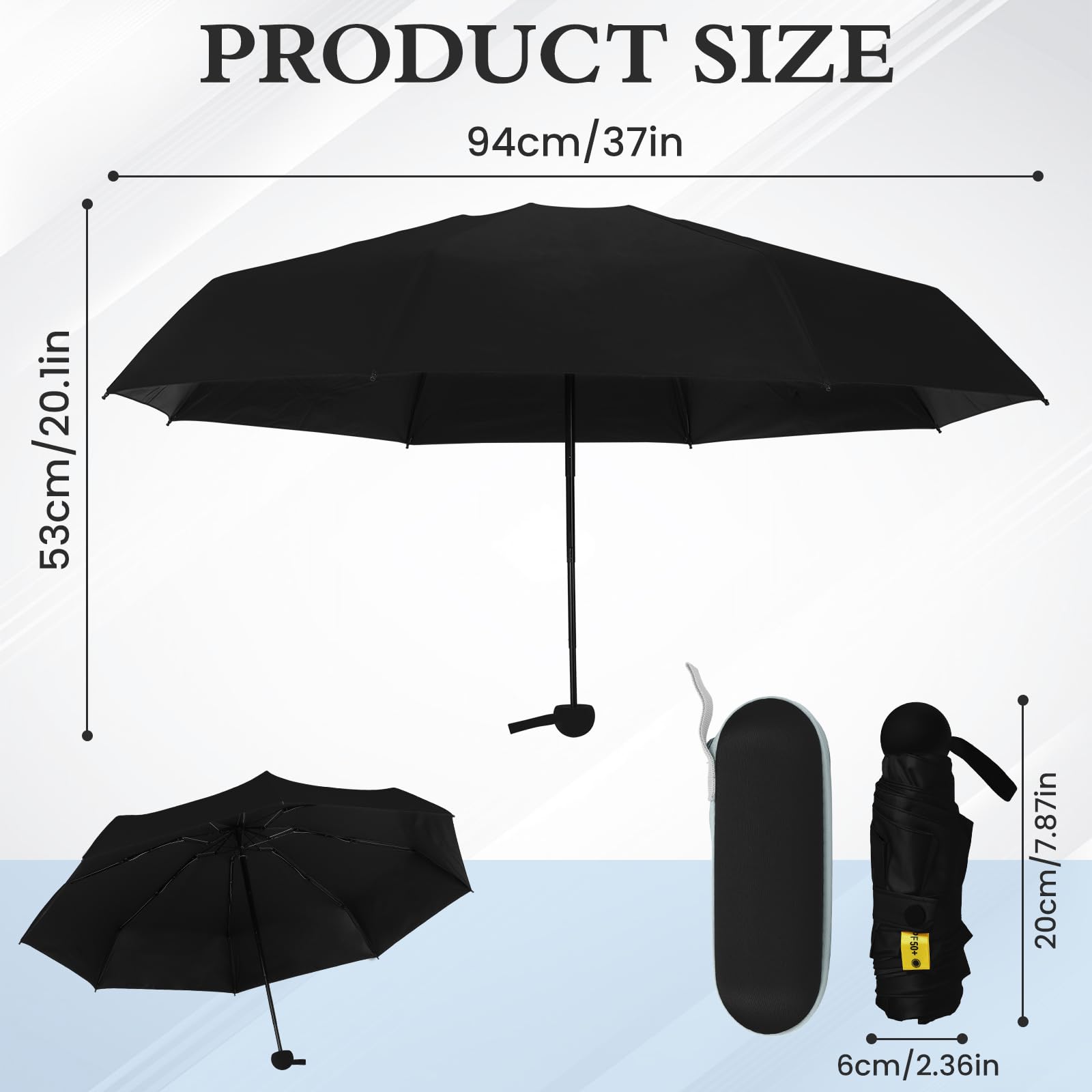 Mini Parasol Składany z Etui, Kompaktowy i Lekki Parasol Przenośny z Ochroną UV, Parasol na Podróżny, Idealny do Torebki, dla Kobiet i Mężczyzn